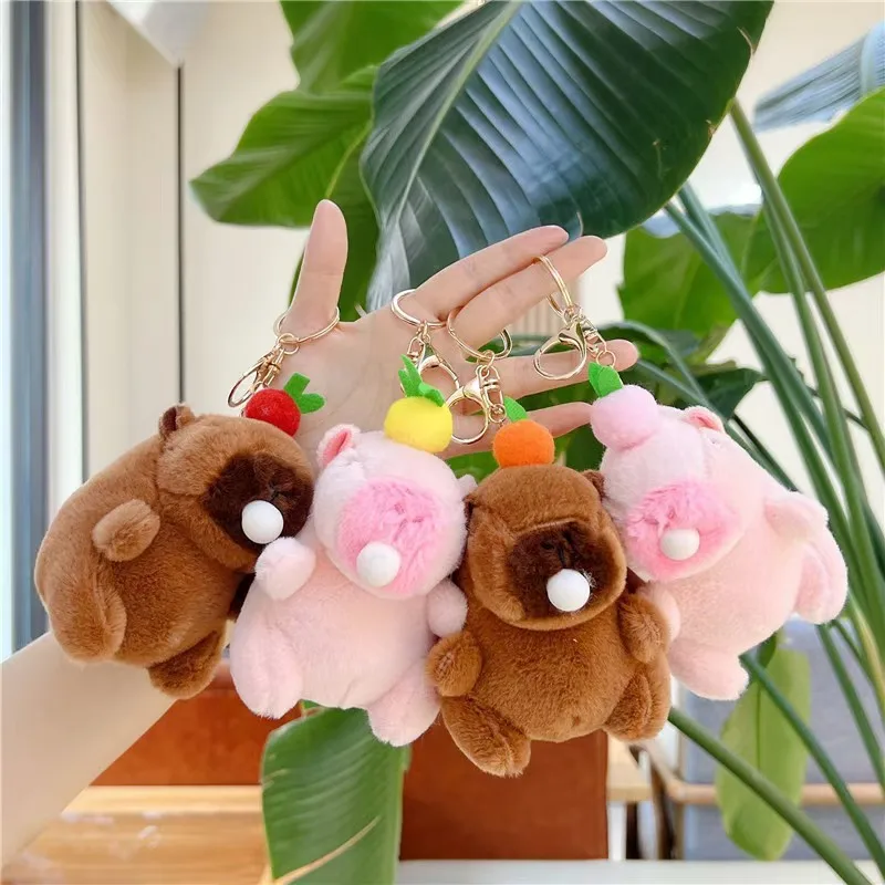 Cute Capybara Plush Keychain Squeeze Blow Bubbles Bag Pendant Soft Stuff Relieve Stress Toys Accessories For Kid\'s BIrthday Gift