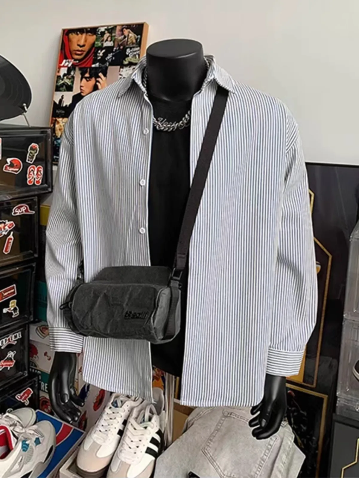 

Мужская джинсовая куртка Cleanfit с белыми полосками, премиум-класса, для весны и осени, в стиле Hong Kong, для многослойного образа, для юношеского стиля...