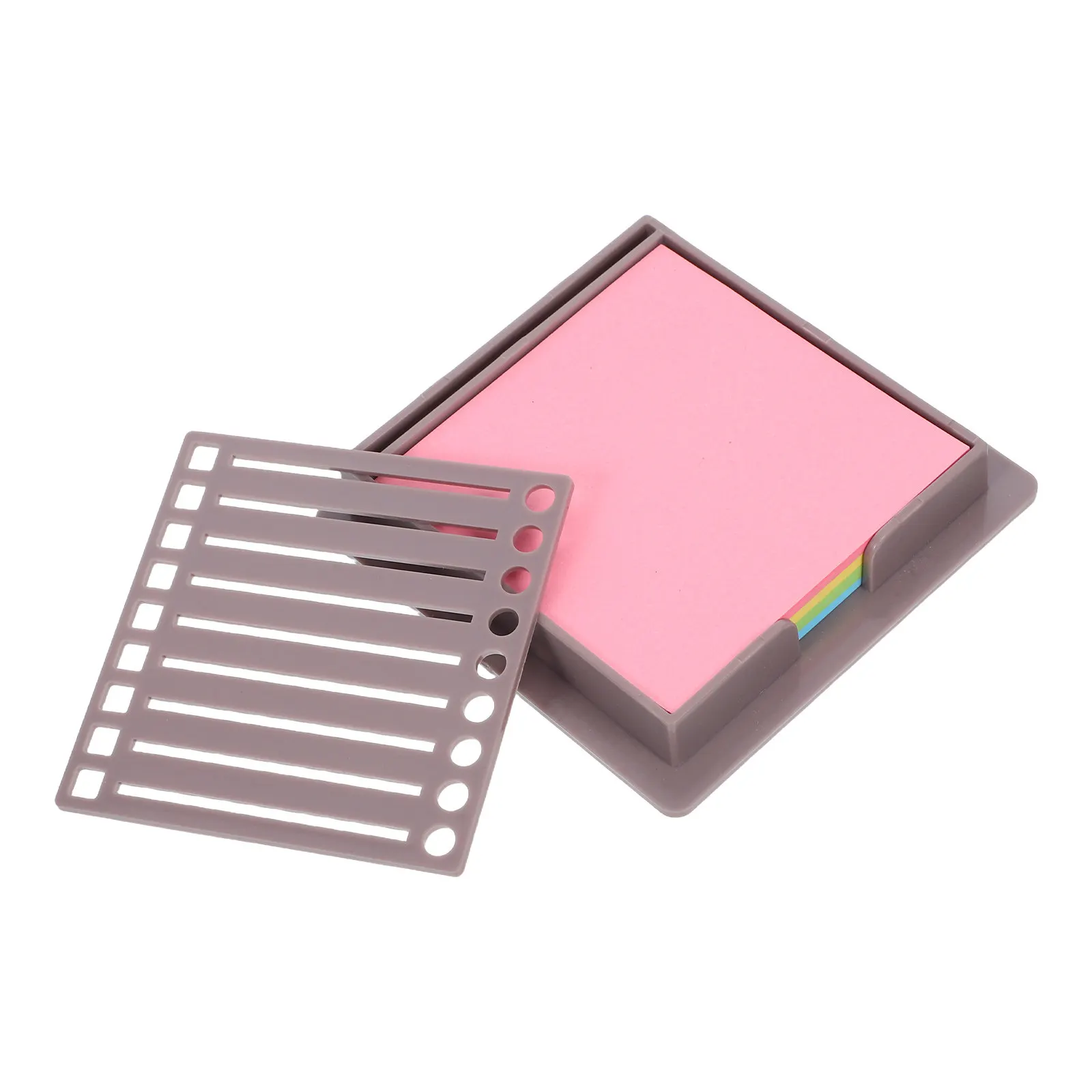 Self-Stick Notes Dispenser Memo Pad Holder for Desk with Drawing Template Sturdy ABS Construction Note Paper Organizer Desktop
