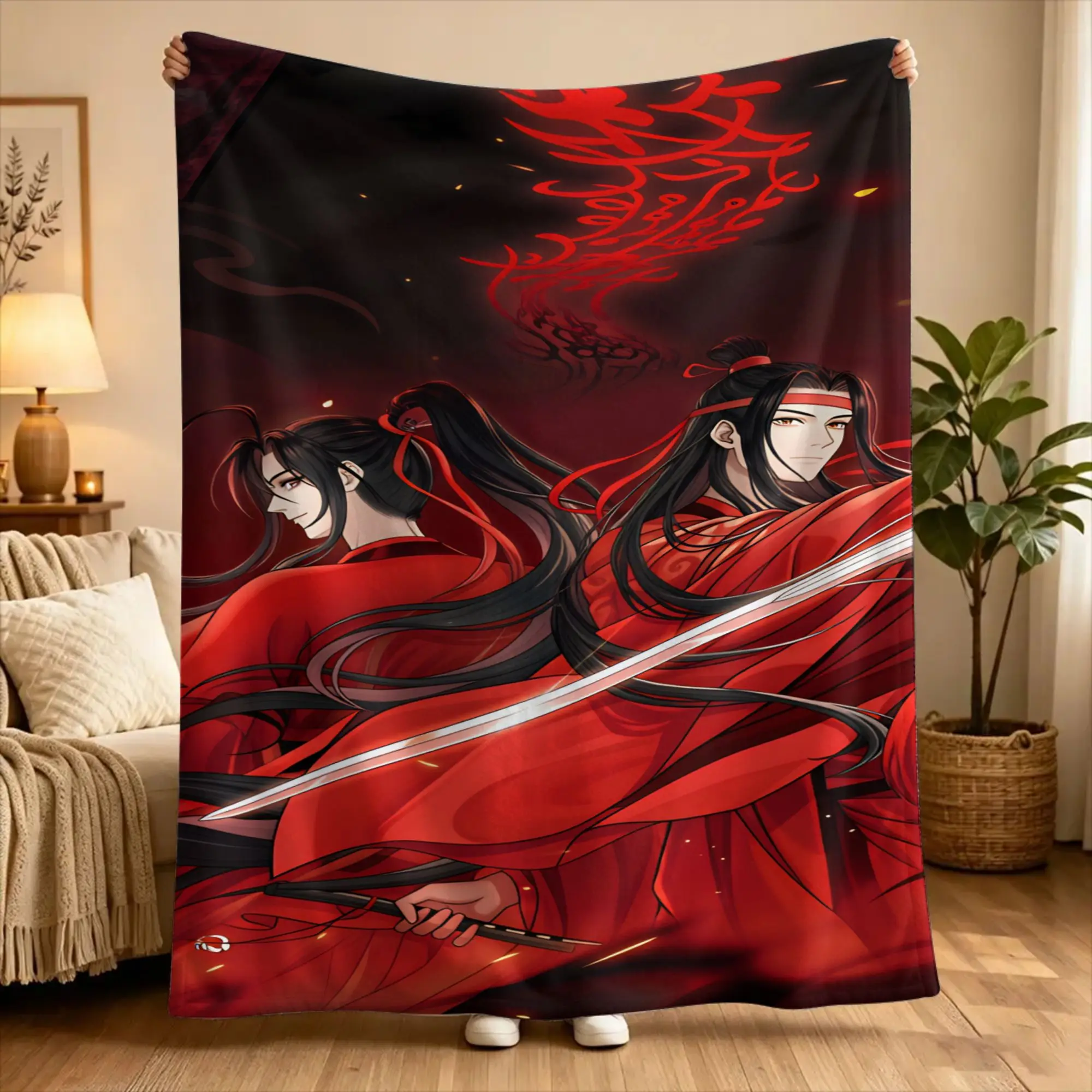 The Untamed Wang Yibo Wei Wuxian  Blanket  Soft Warm Street Trend For Home Decor Travel Office Flannel Bedspread Bed Cover