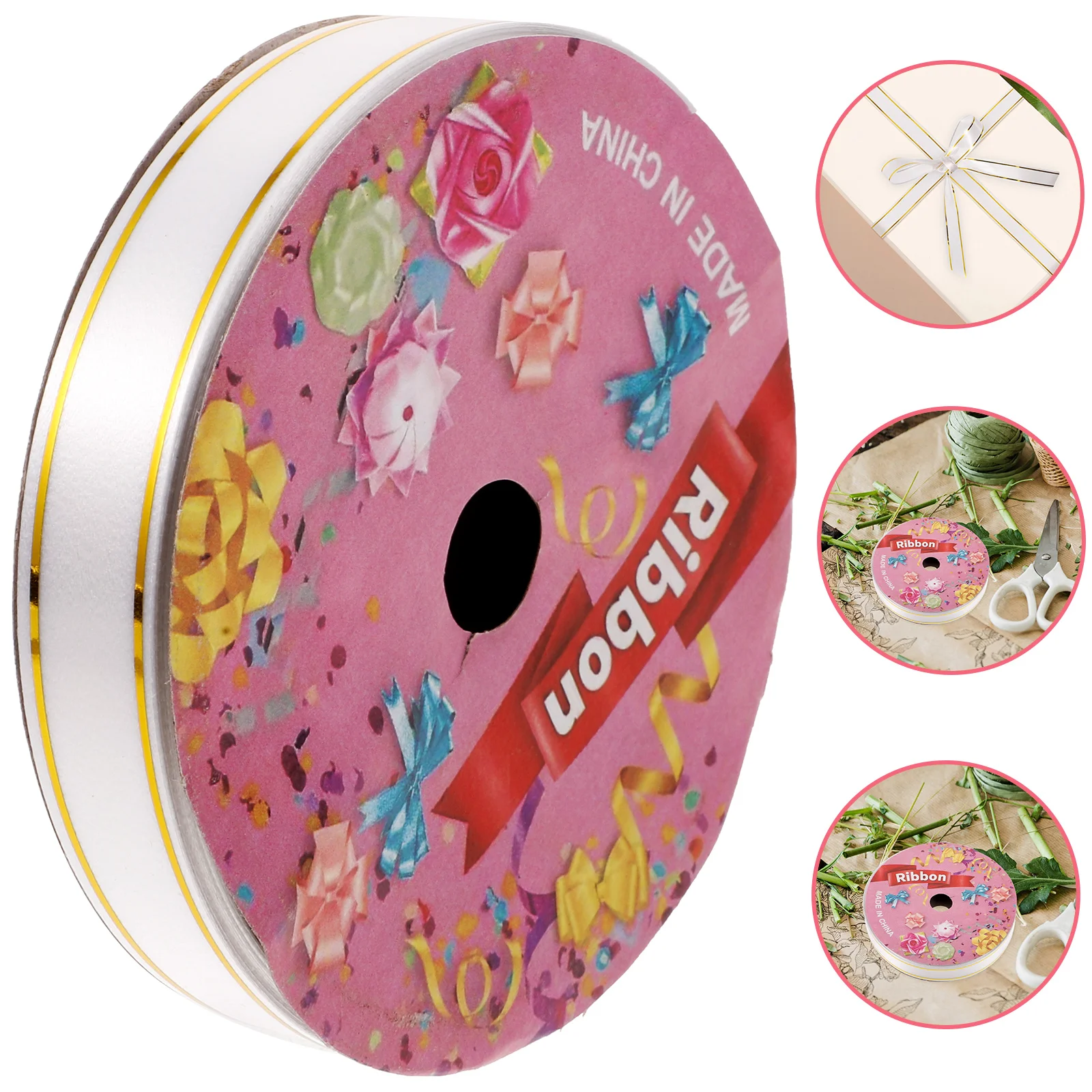 

2 Rolls Gold Edge Curling Ribbon Plastic Decorative Packaging Ribbon for Gift Wrapping Party Balloon Balloon String