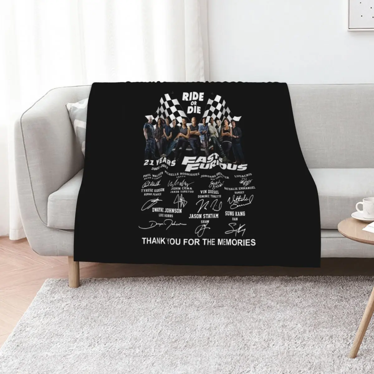 21Th Anniversary Fást And Fúríóus Ride Or Die Throw Blanket Men's Soft Warm Throw Blanket for Couch