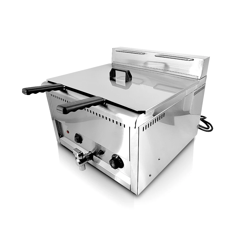 

Hot Sale 2 Basket Fryers Restaurant Equipment Fast Heating Chicken Chips Hot Dog Commercial Electric Deep Fryer