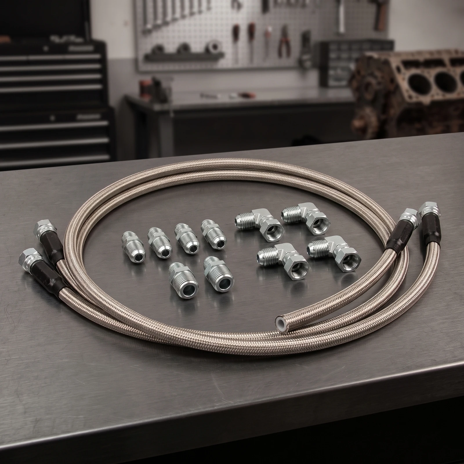 Gearbox Cooler Line with Fittings High Pressure Gearbox Cooler Hose Braided Line Kit Flexible Lightweight