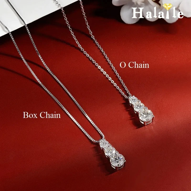 Halaile D Color Moissanite S925 100% Sterling Silver Pendant Necklace Neckchain Fine jewelry Anniversary Party Gift for Women's