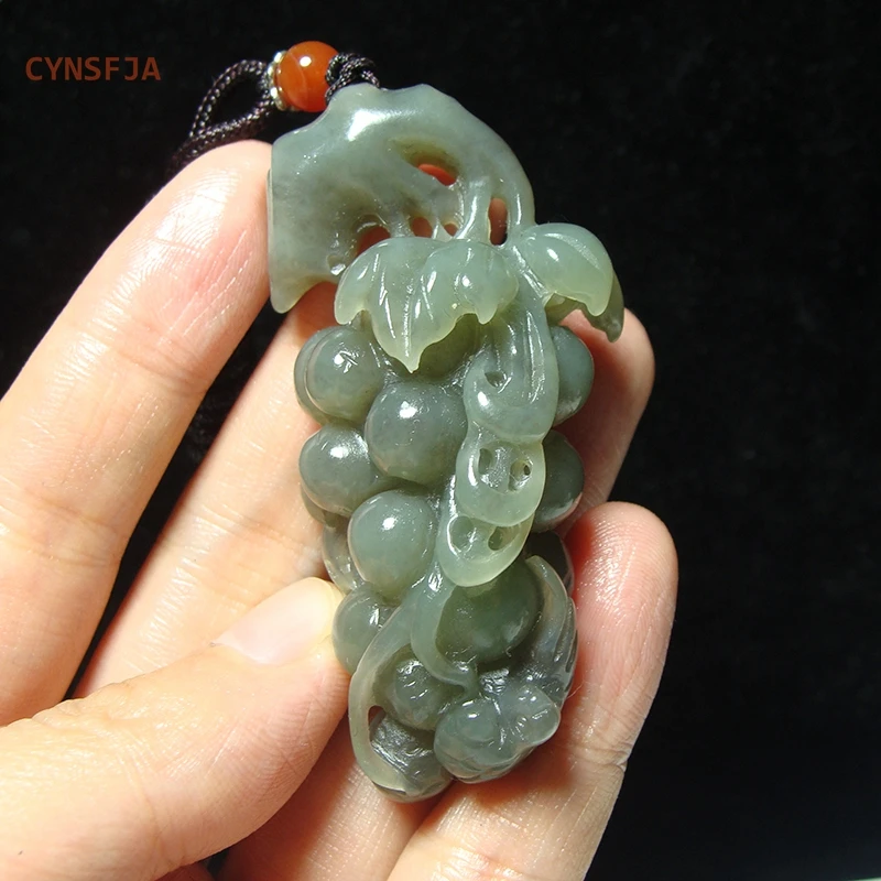 

CYNSFJA New Real Rare Certified Natural Hetian Nephrite Luck Amulet Fruitfulness Jade Pendant Hand-Carved High Quality Best Gift