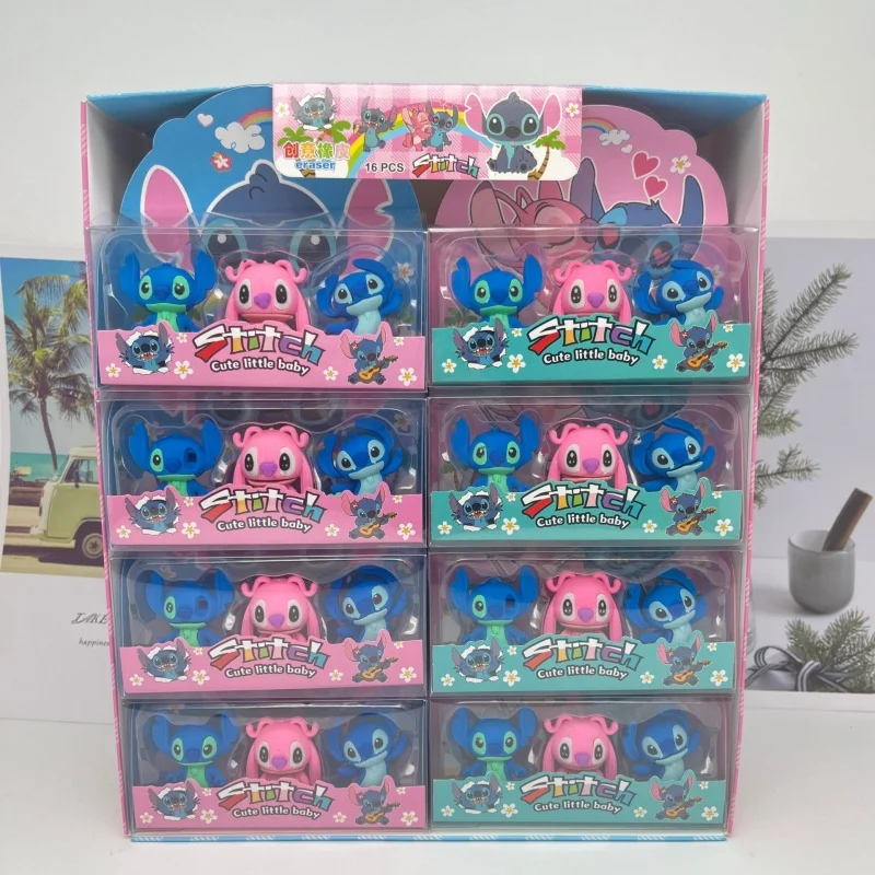 

8set/lot Creative Disney Stitch Eraser Cute Writing Drawing Pencil Erasers Stationery Gifts School Supplies