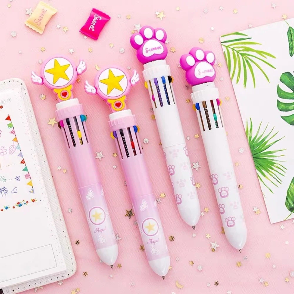 Cute Star Ten Color Pen Cat Claw Stationery Student Office Supplies Gift