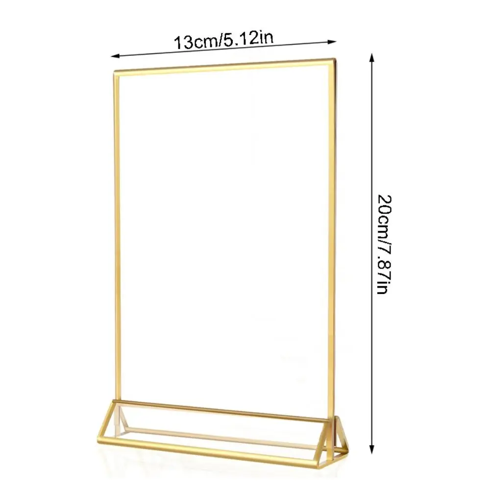 

Transparent Acrylic Golden Sign Holder with Base Elegant Table Cards Picture Frame DIY Durable Wedding Numbers Stand