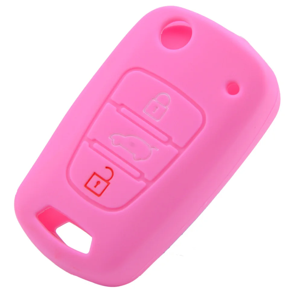 Car Key Cover Case in Silicone with 3 Buttons Made for Kia For Rio K2 and For Hyundai i20 Models Providing Anti Wear Features