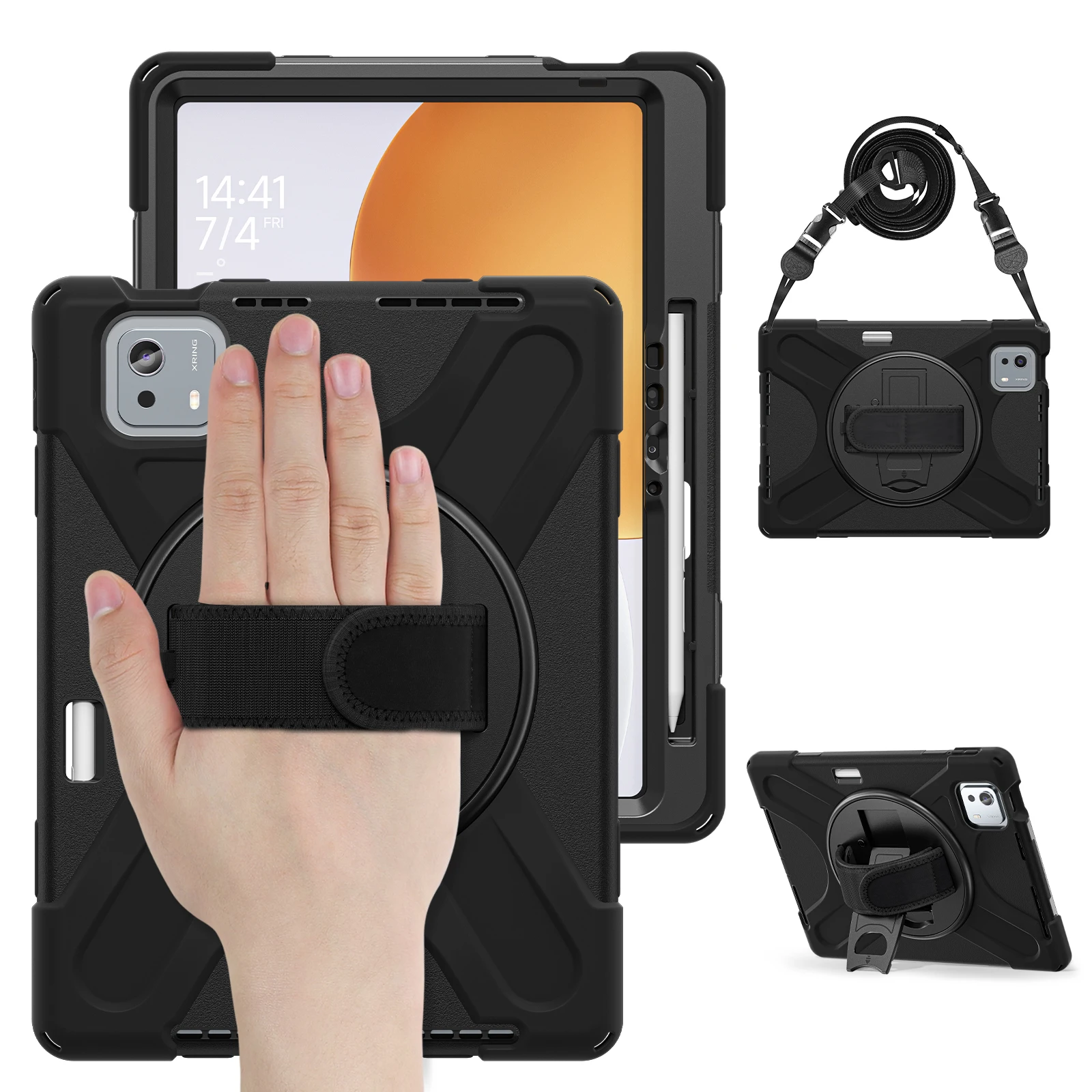 

Прочный универсальный чехол-подставка для Xiaomi Pad 7S Pro 12,5 2025 6S Pro 12,4 2024 24018RPACG, вращающийся на 360 градусов чехол с плечевым ремнем