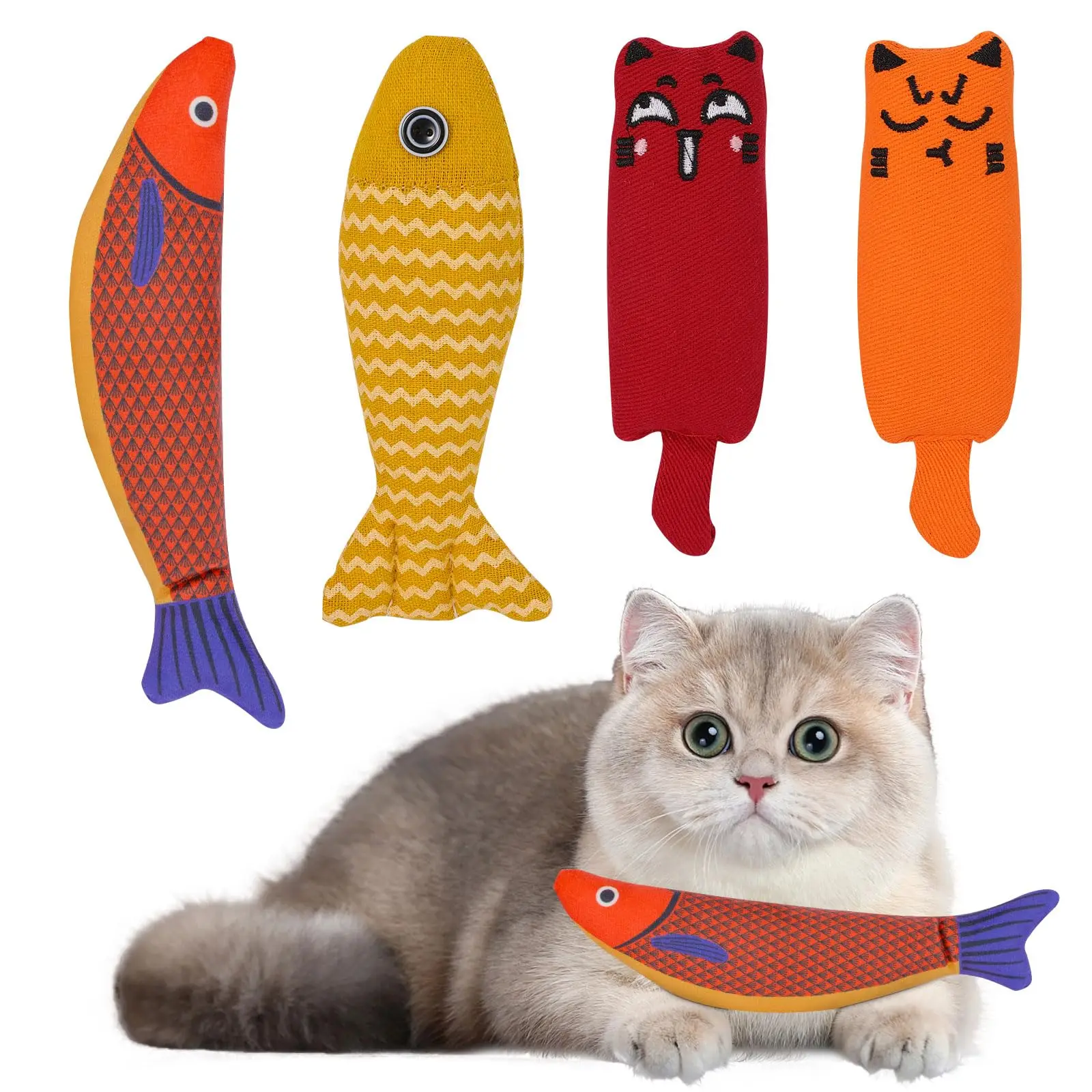

Catnip Toys,Fun Chew & Chase Toys,Safe Non-Toxic Plush Toys for Feline Friends,Interactive cat Toys to Keep Cats Entertained