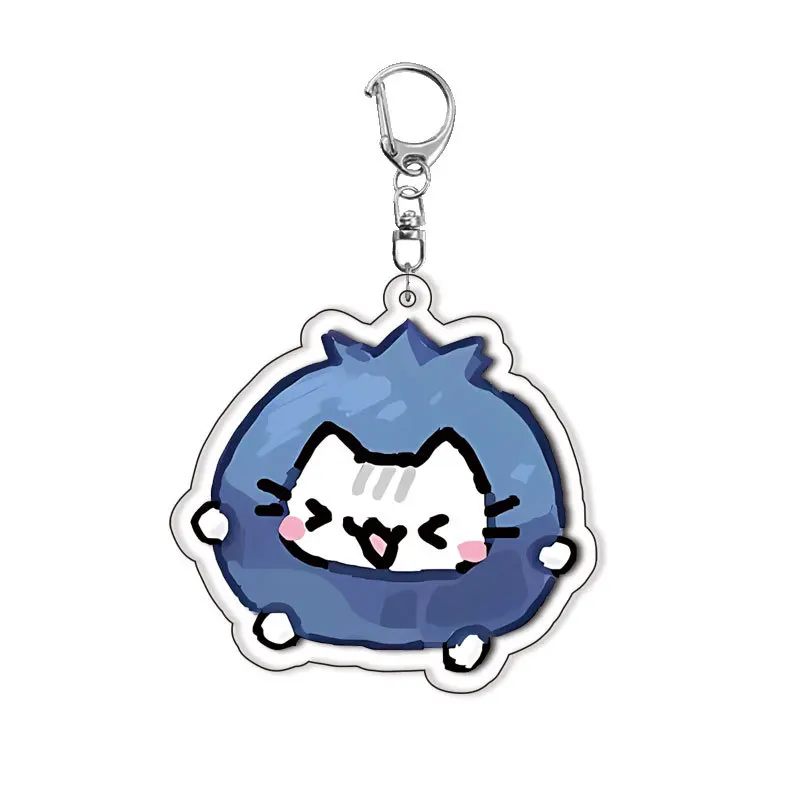 الإبداعية القط تحويل عنبية الفراولة الكرتون سلسلة مفاتيح مصنوعة من الأكريليك أنيمي جرلي القلب على ظهره الحلي معلقة الهدايا سحر #2