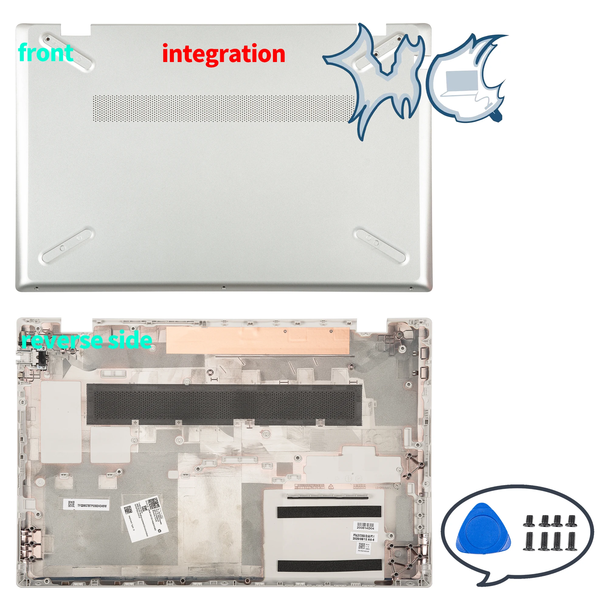 Imagem -04 - Fundo para Pavilhão 15-cw 15-cs Tpn-q208 Tampa Superior Caixa Baixa Substituição de Peças do Portátil Prata 156 Novo