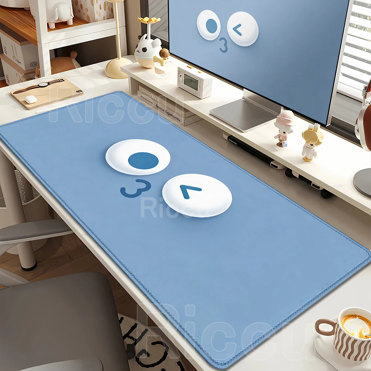 Desk Cute Eye Expression Kawaii Pad Rubber Mousepad For PC Gamer Desktop Decoration Office Mouse Mat Deskmat Rug Stitched Edge