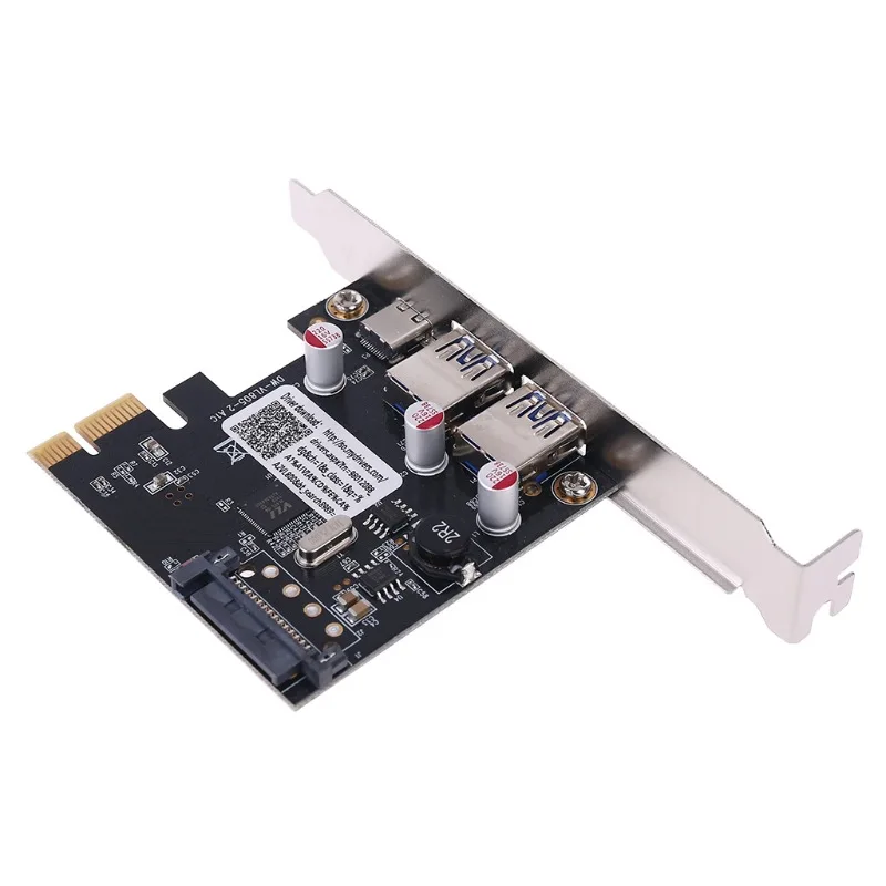 PCIE PCI Express to usb 3.1 type-c Dual usb 3.0 pci-e riser card adapter type c Reversible card with sata 15p power supply