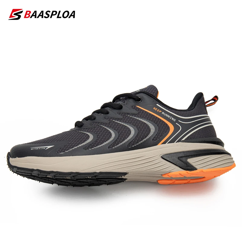 Baasploa Men Running Shoes Lightweight Sport Shoes Mesh Breathable Men Casual Walking Sneakers Non-Slip Outdoor Male Lace-Up