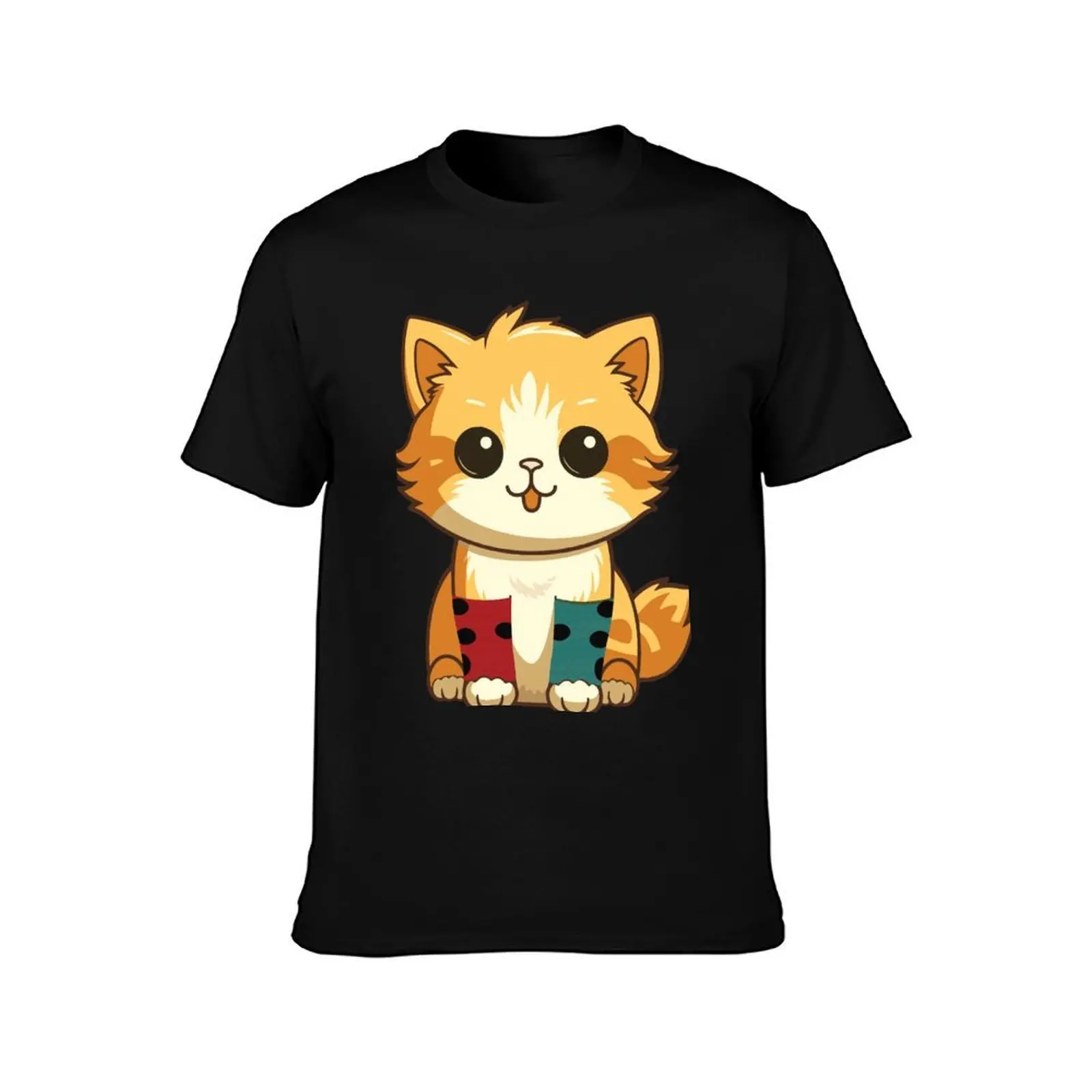 Tater Tot cat T-Shirt, Summer Casual Cotton Tee, Oversized Streetwear Tops, Vintage Graphic Print, Loose Fit Short Sleeve