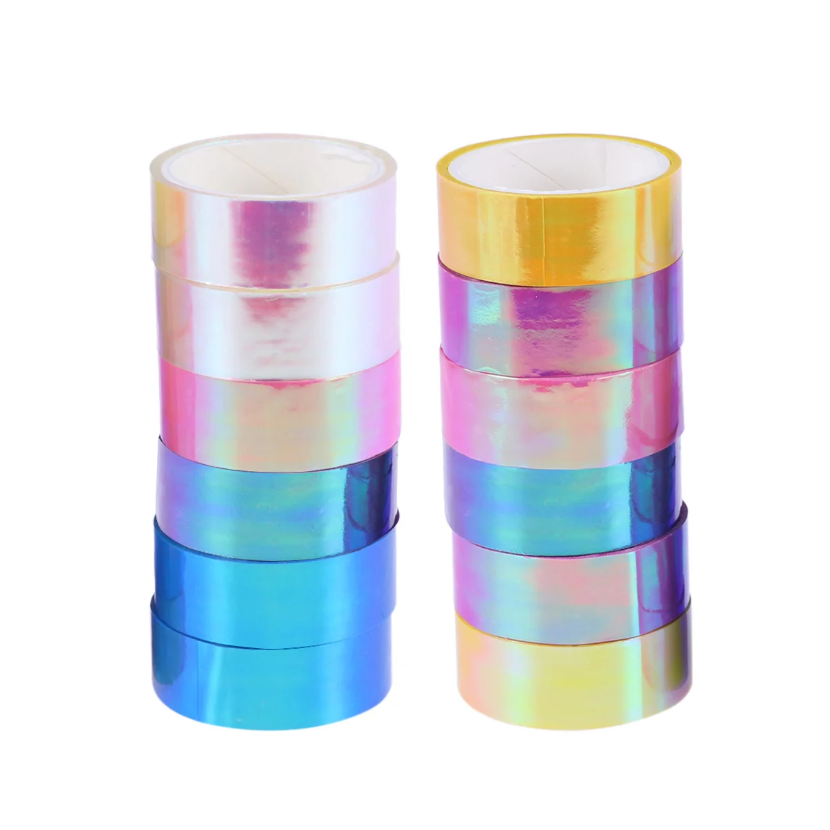 

2pcs Rainbow Laser Waterproof High Viscosity Diy Scrapbooking Gift Wrapping Decorative Film For Crafts Masking Tape Bright Tape