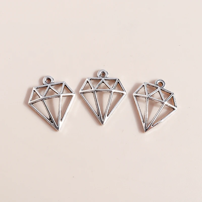 Leslie 50pcs 16x19mm Simple Hollow Gemstone Shaped Charms Pendants for Bracelet Necklace Earrings DIY Jewelry Making Findings