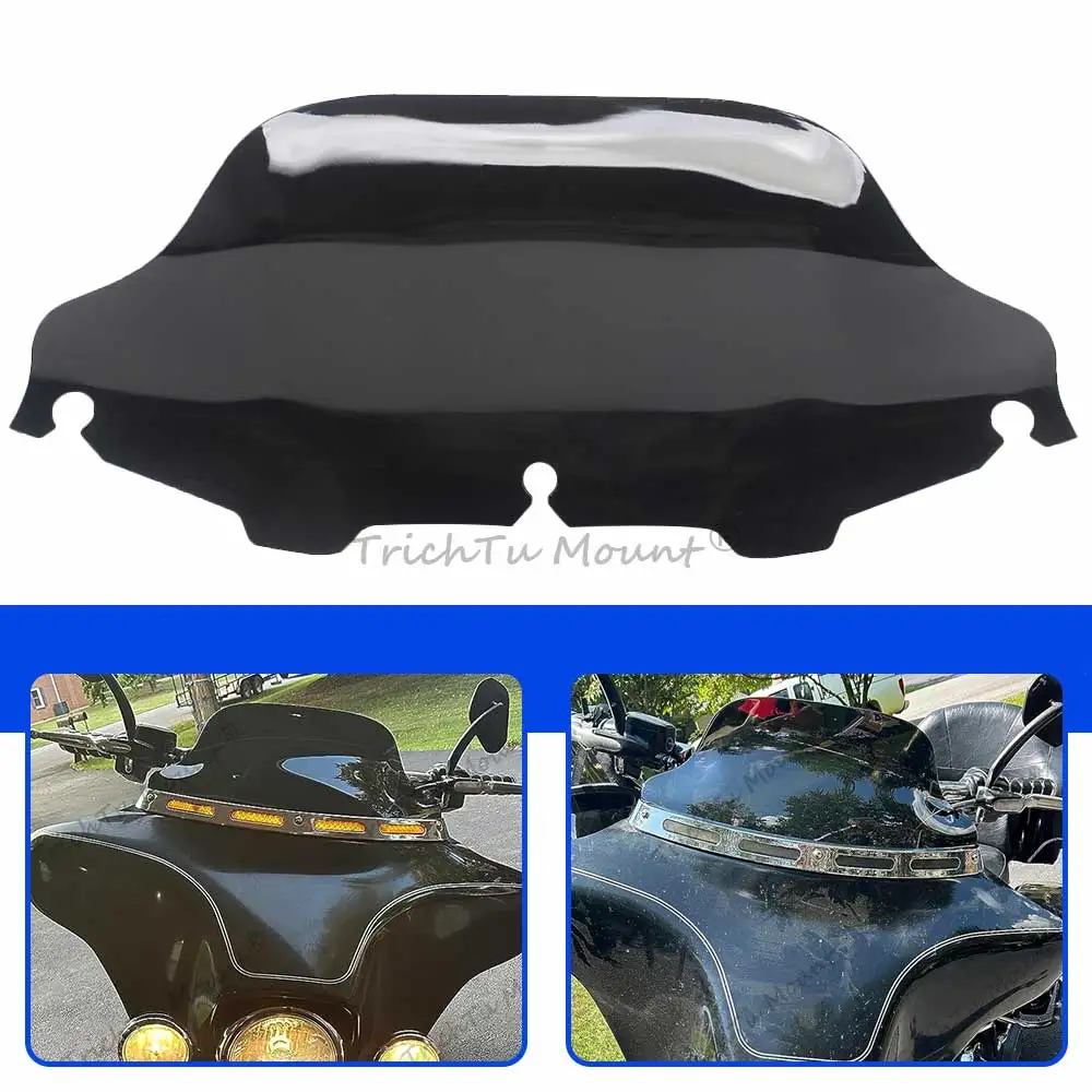 

8" Motorcycle Windscreen Wind Deflector Wave Windshield Fairing For Harley Touring Street Electra Glide Classic FLHX 1996-2013
