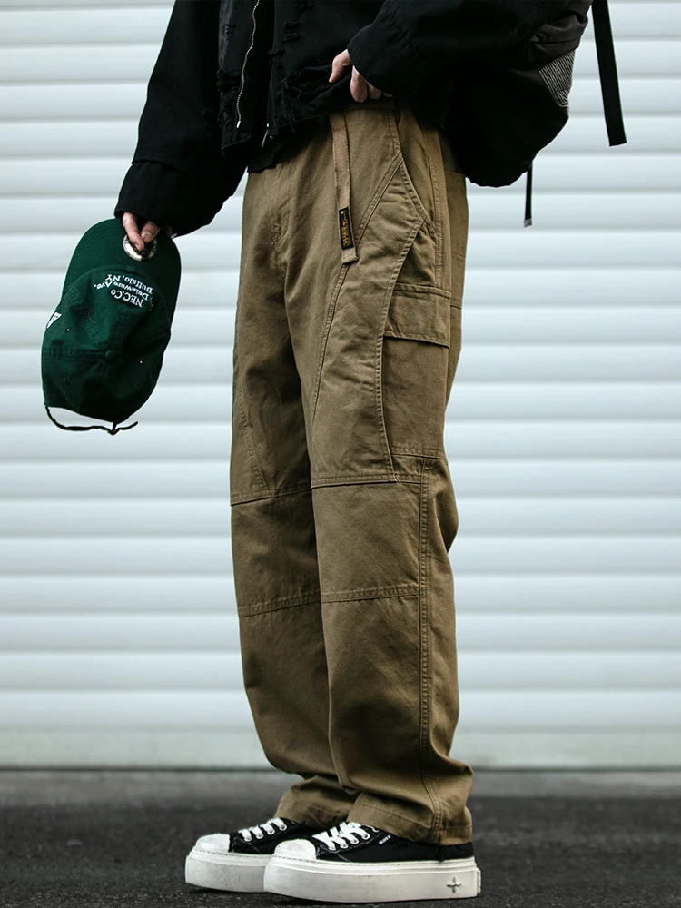

American Style Retro Cargo Pants Men's Spring Autumn Loose Casual Trousers Korean Harem Pants 2025 Men's Clothing Trousers