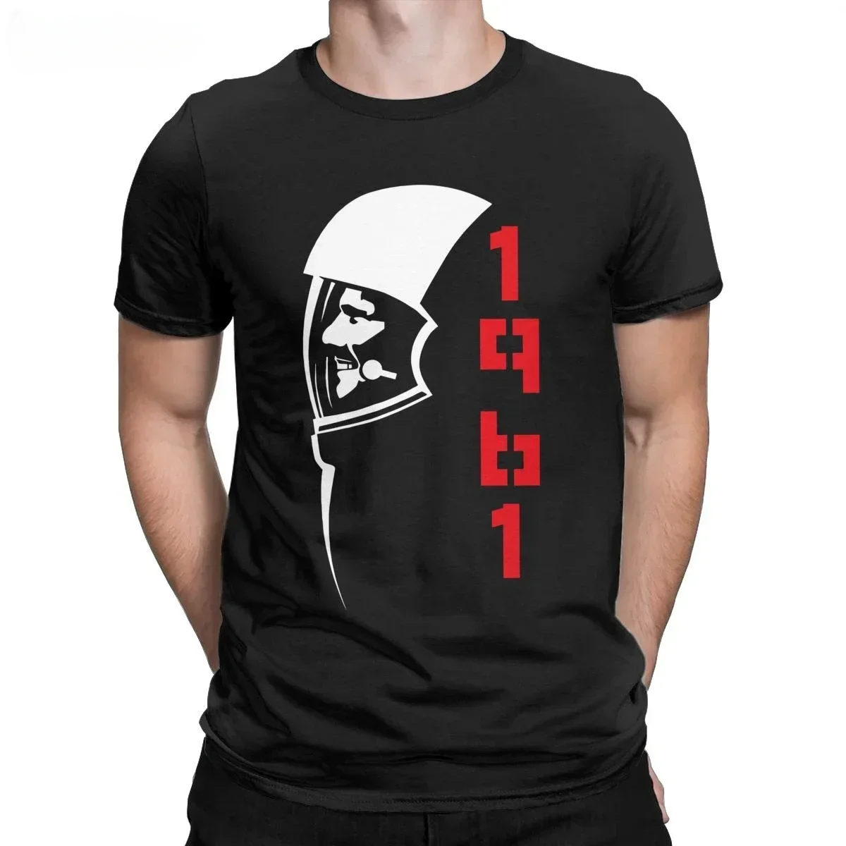 الاتحاد السوفياتي مطبوعة Gosha تي شيرت يوري غاغارين لايكا Cccp تي شيرت الرجال رائد الفضاء لايكا الكلب الدعاية رائد الفضاء CCCP تيز