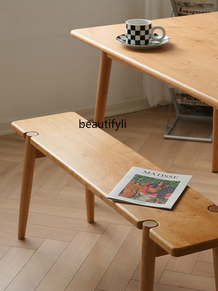 Modern Minimalist Nordic Cherrywood Coffee Table Bench Dining Table Bench Hallway Shoe Changing Stool Cushion Dining Chair