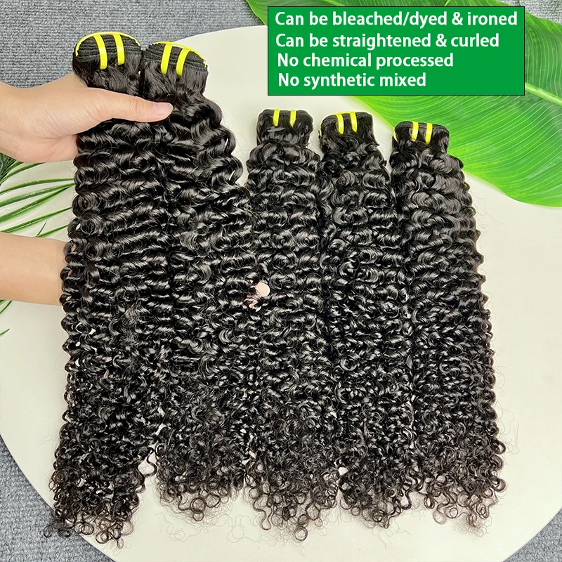 

Натуральные вьетнамские волосы Deep Curly Bundles, 100% человеческие, необработанные, для наращивания, двойная прядь, натуральный черный цвет # 1B 1/2/3/4 шт.