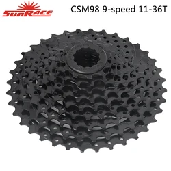 SUNRACE CSM98 9 Speed MTB Bike Cassette Sprocket 11-36T Road Bike Black Cassette Sprocket HG for Shimano Sram