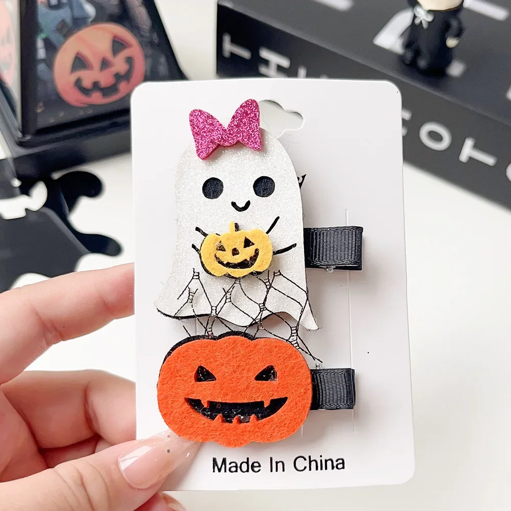 2/1pcs Halloween Hair Clips Kids Witch Hat Ghost Hairpins Pumpkin Barrettes Halloween Party Cosplay Hair Accessories for Women