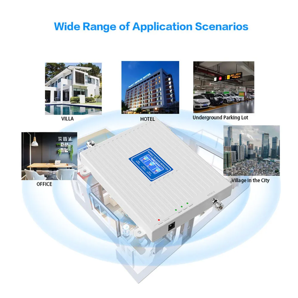 Mobile Phone Signal Booster Network 2G 3G 4G GSM 900 DCS 1800 LTE 2600 WCDMA 2100 850 MHz Cellular Tri Band 3/1/8/5/7 Repeater