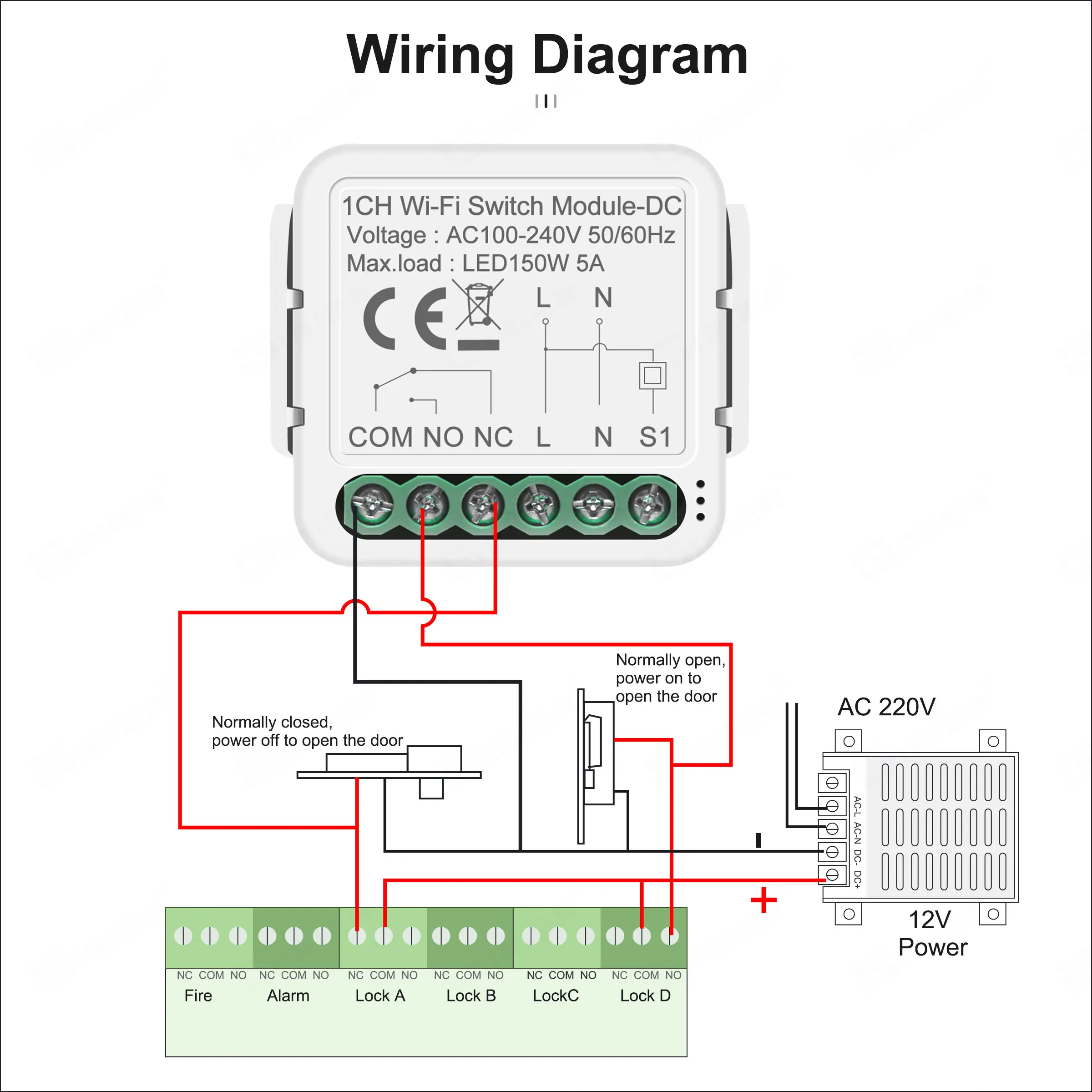 Модуль перемикання WiFi Tuya DC, Smart Home DIY Dry Contact Switch DC 12/24V AC 100-240V Сумісний з Alexa Google Home Assistant