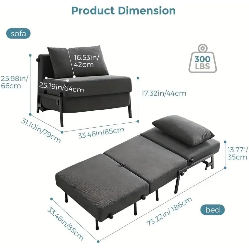 كرسي سرير أريكة قابل للتحويل - نوم حديث 3 في 1 لغرفة المعيشة وغرفة النوم ومساحات الضيوف #2