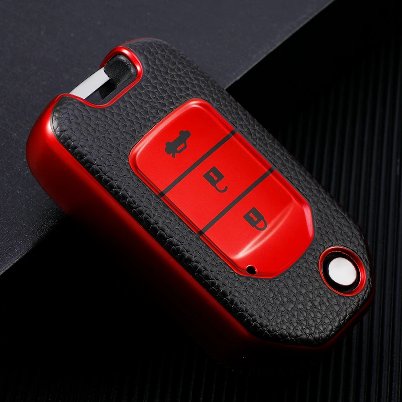 Leather Car Remote Key Case Cover for Honda CivIc HRV CRV XRV Crider Odyssey Fit Freed 2015 - 2018 Remote Key Protection