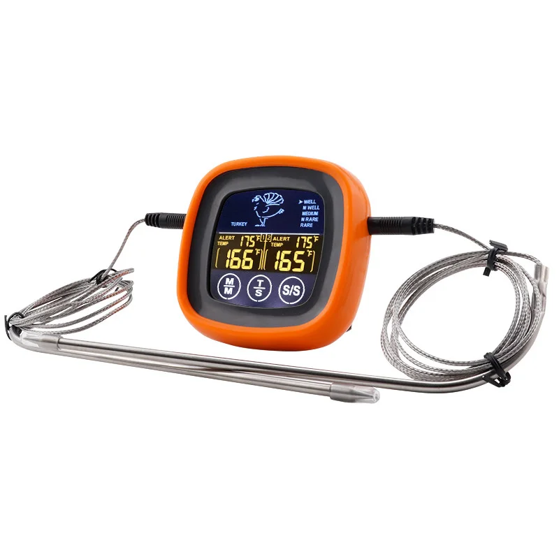 

Digital Steak BBQ Timer Cooking Tools Touch Screen Waterproof Kitchen Meat Probe Thermometer Timer Mode For Grilling BBQ Cooking