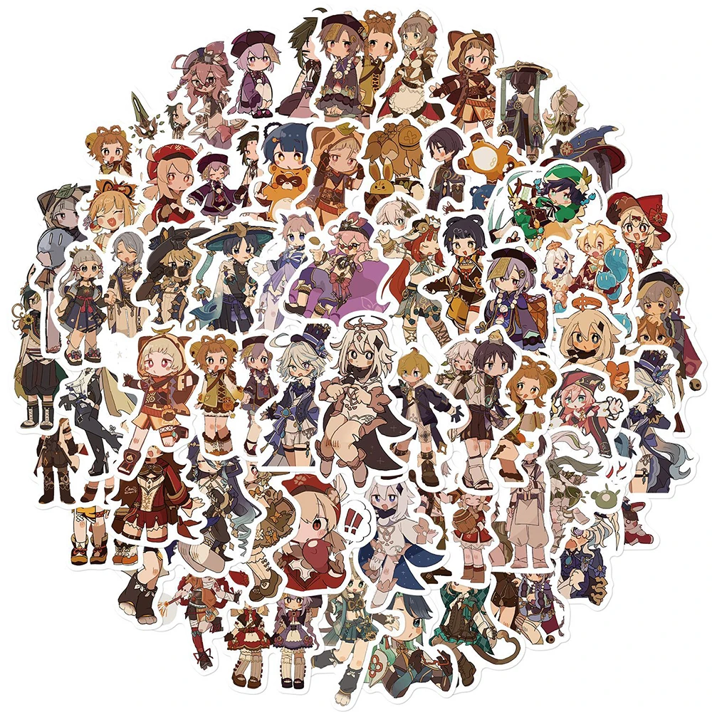 10/30/60pcs Game Genshin Impact Cartoon Stickers Kawaii Girl Sticker for Stationery Notebook Aesthetic Anime Graffiti Decals Toy