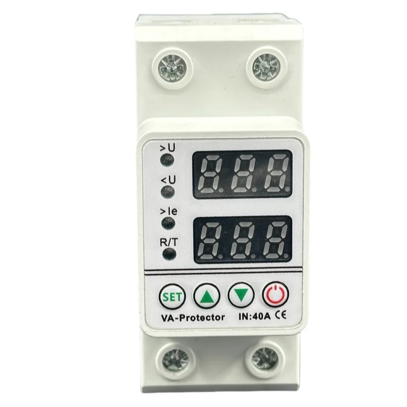 40A 63A 80A Din Rail Dual Display Adjustable Over Voltage Current and Under Voltage Protective Device 220V 230V  Protector Relay