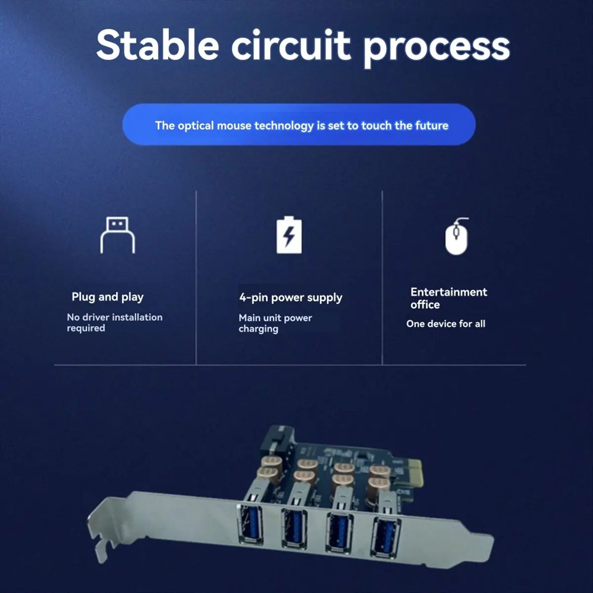 

PCIe to 4 Port USB-A 4Pin Power 5Gbps PCI Express Expansion Card USB 3.2GEN1 Controllor Adapter Desk