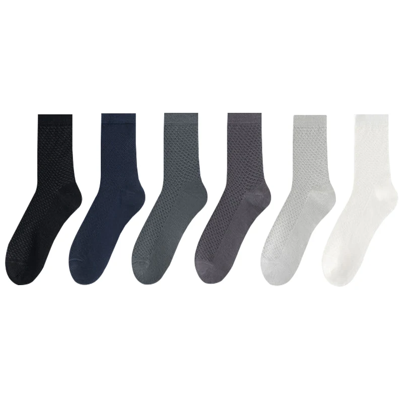 Men Bamboo Fiber Socks Casual Business Mesh Breatheable Anti-Bacterial Comfortable High Quality 6Pairs Sock Male Size EU38-45
