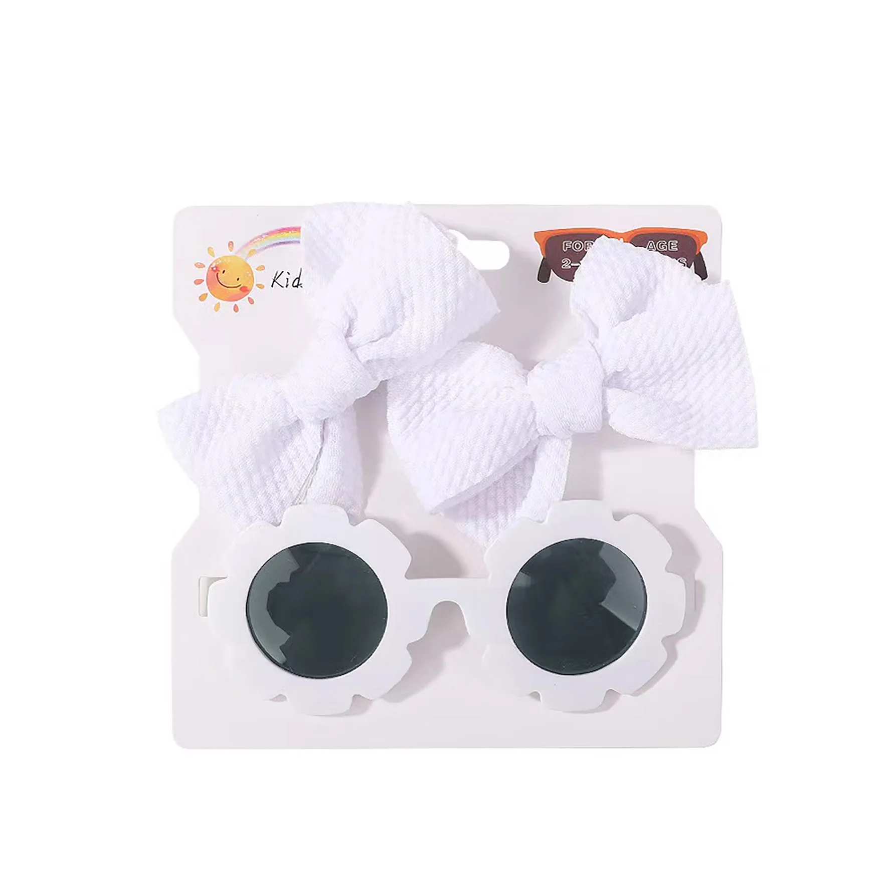 3 Piece Of Children\'s Bow Hair Clip Sunglasses Set Cute UV Eye Protection Toy Suite