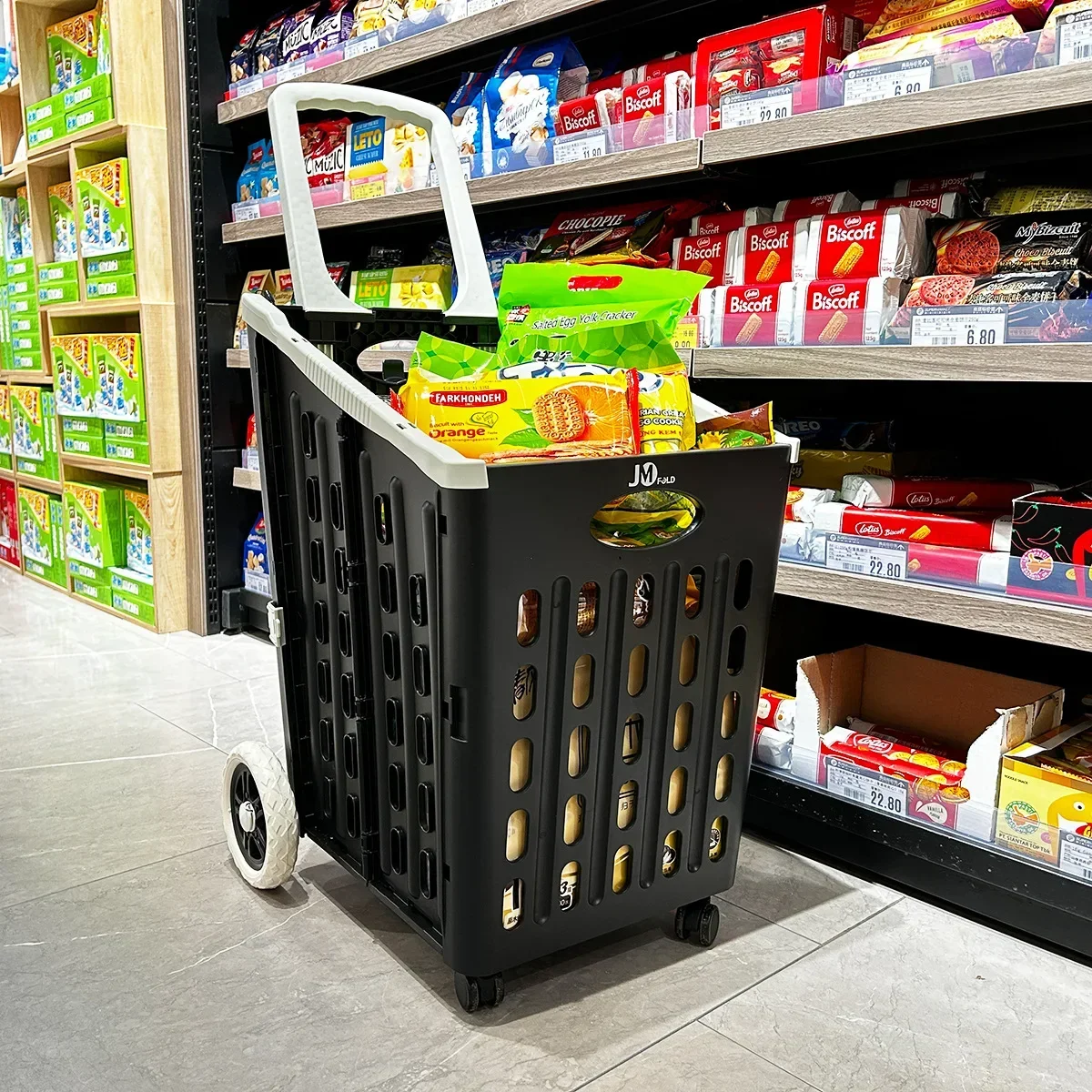 Household Supermarket Shopping Cart Foldable Trolley Elderly Shopping Cart Mall Shopping Cart Folding