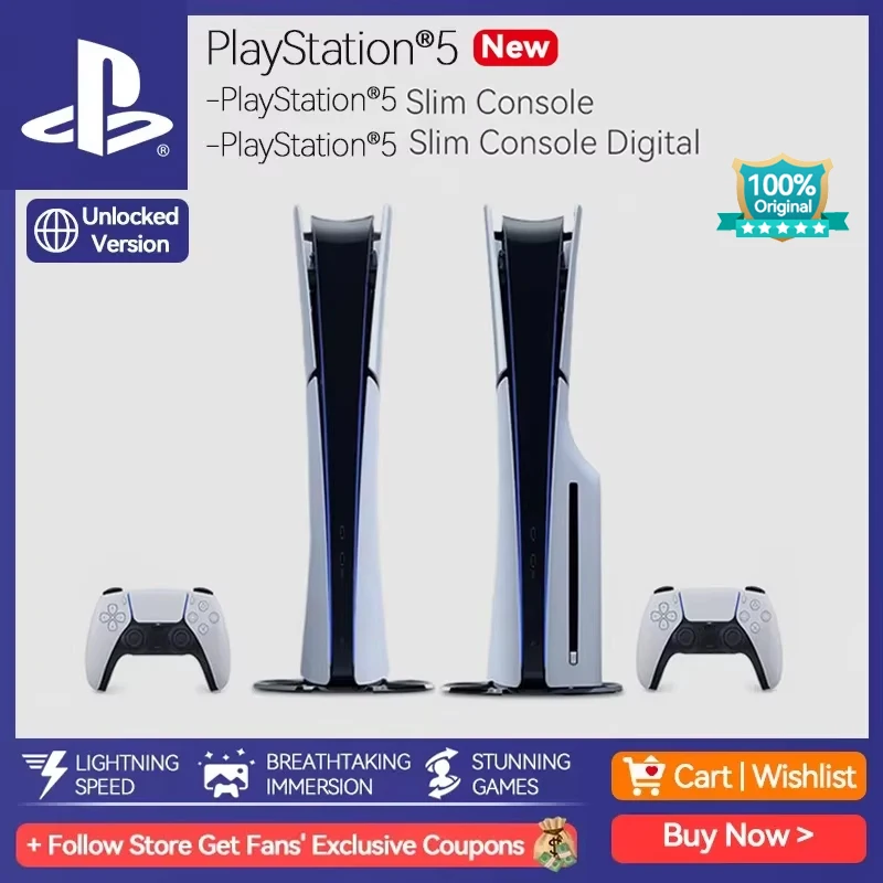 Sony PS5 Slim Console PlayStation 5 Video Game Console PS5 PC Games Ultra High Speed PlayStation5 Original