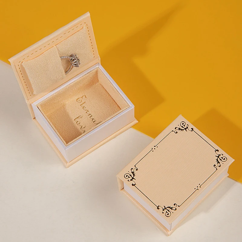 1PC Book-shaped Ring Box With Suede Fabric Lining Creative Flip Lid Magnetic Ring Holder Earrings Jewelry Gift Case Accessorie.