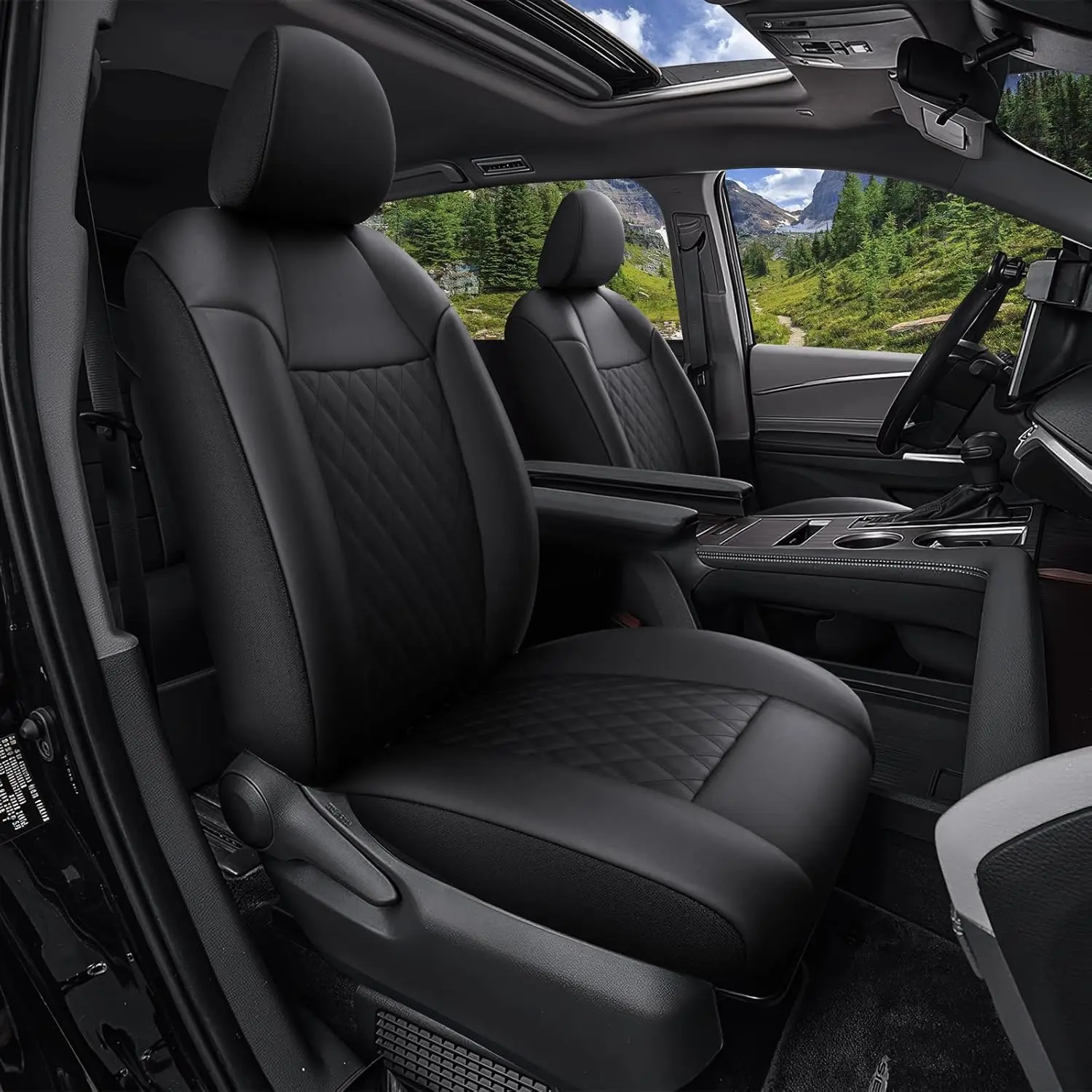 

Car Seat Cover for 2021-2025 Toyota Sienna XLE,XSE,Limited,Platinum,Woodland（5-Seater）,Faux Leather Car Seat Protector (Black)