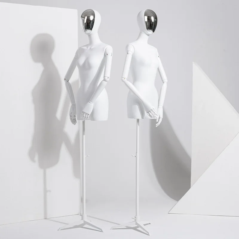 Vrouwelijke Witte Half-Body Mannequin Rekwisieten Voor Kledingwinkel Display Frame Damesjurk Raam Kleding Model Frame