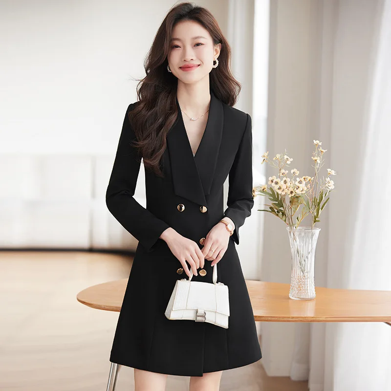 

Women's Long Sleeve Dress Spring2024New Business Suit Advanced Sentong Qin High-End Temperament Spring and Autumn Suit Skirt