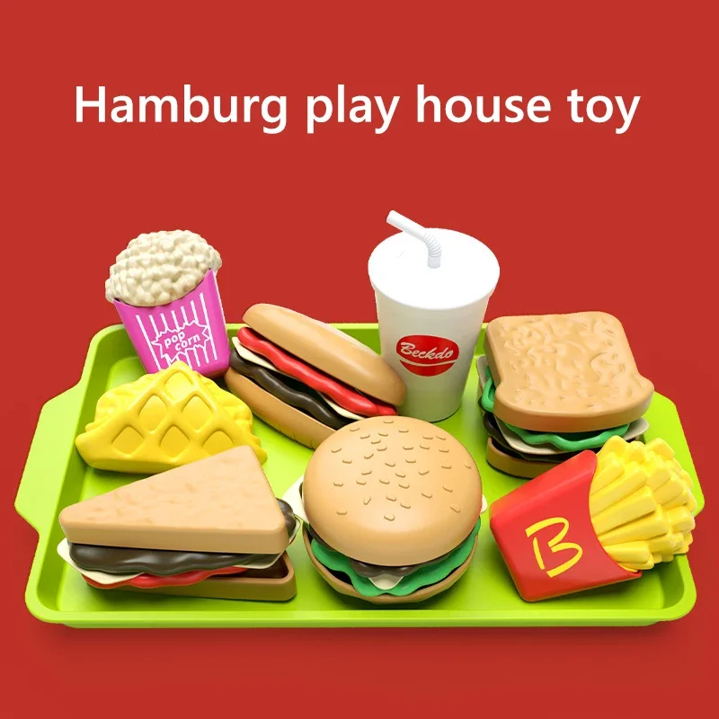 Kids Mini Kitchen Toy Detachable Snack Hamburger Cookie Miniature Accessories Plastic Pretend Toy Play House Food Sets Gift Boys