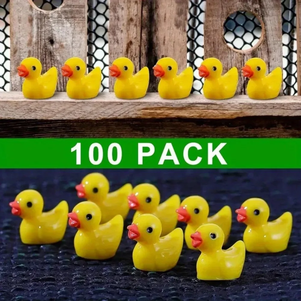 100pcs New DIY Mini Resin Ducks Resin Bulk Little Duck Tiny Duck Garden Crafts Micro Landscape Decorations Miniature Figures