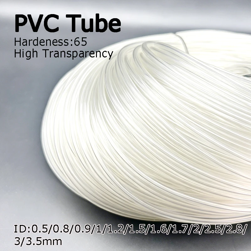 ID 0.5mm~3.5mm Capillary PVC tube flexible for small fluid transportation corrosion-resistant fine plastic durable pipe material